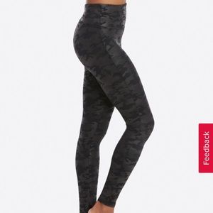 Spanx faux leather camo leggings